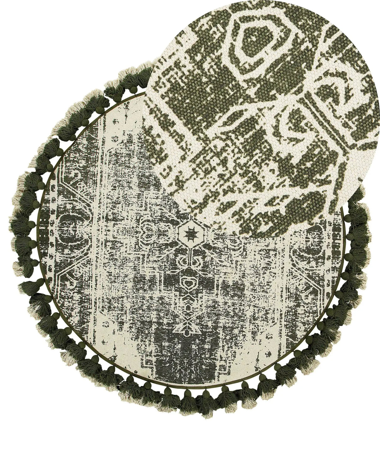 Area Rug Cream Cotton Round Vintage Living Room 120 cm Beliani