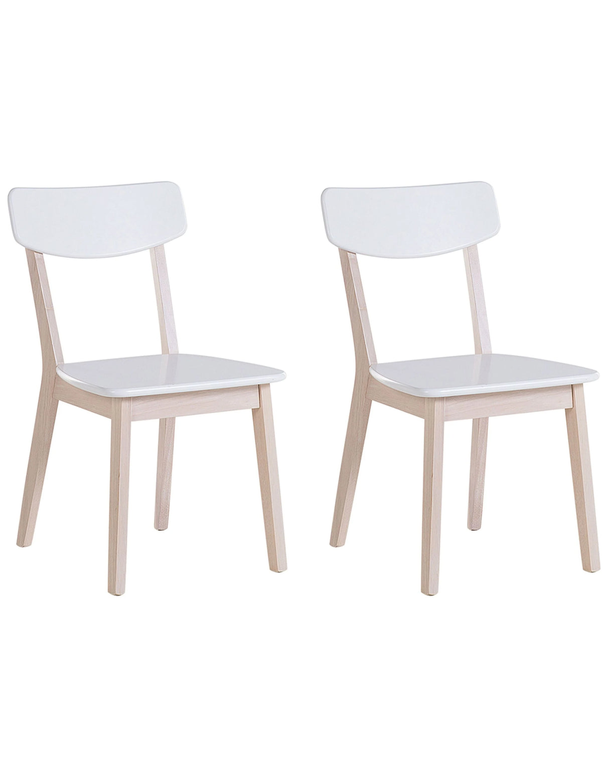 Set of 2 Dining Chairs White with Light Wood Legs Modern Retro Style Beliani