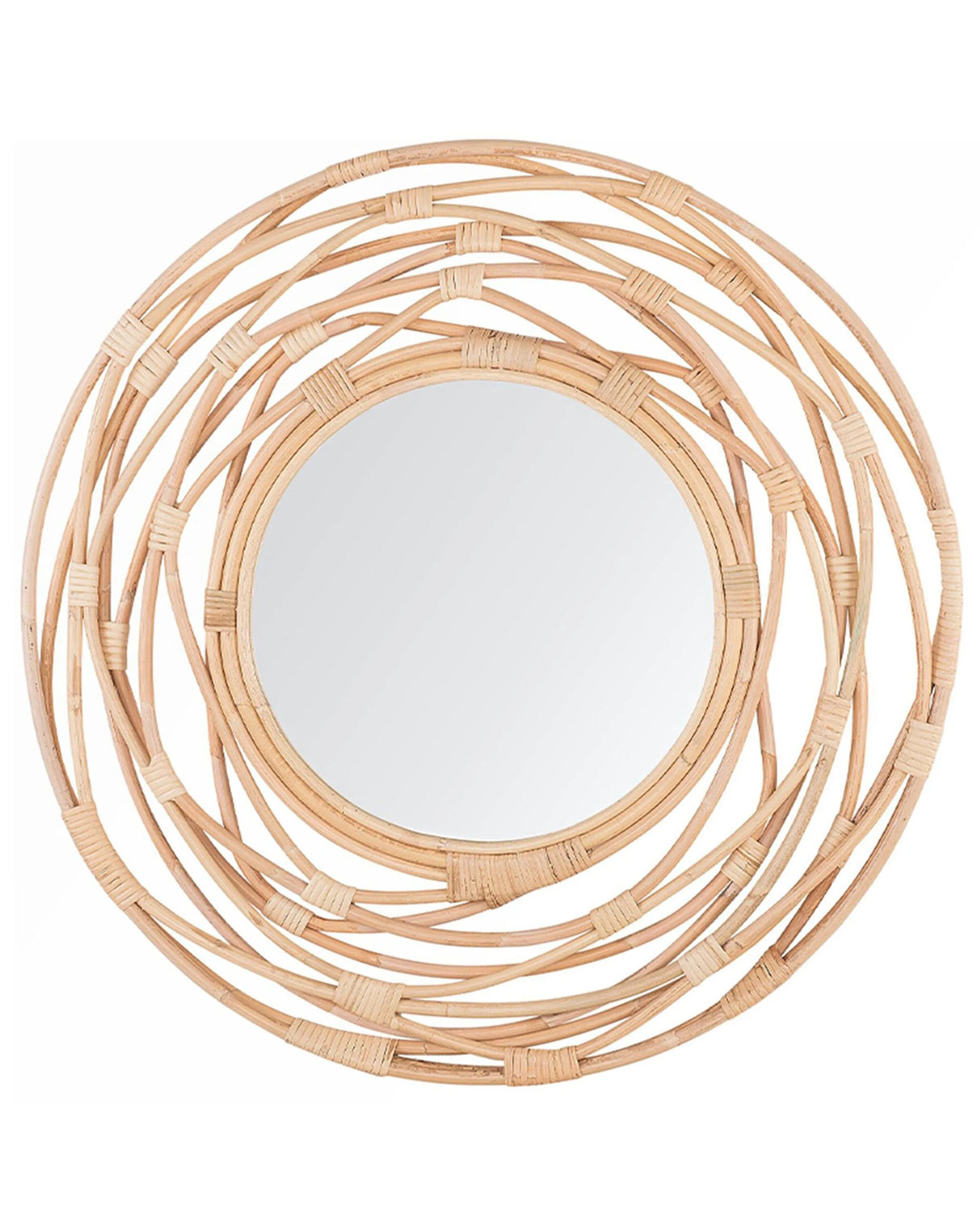 Wall Mirror Beige Rattan 75 cm Decorative Hallway Boho Beliani