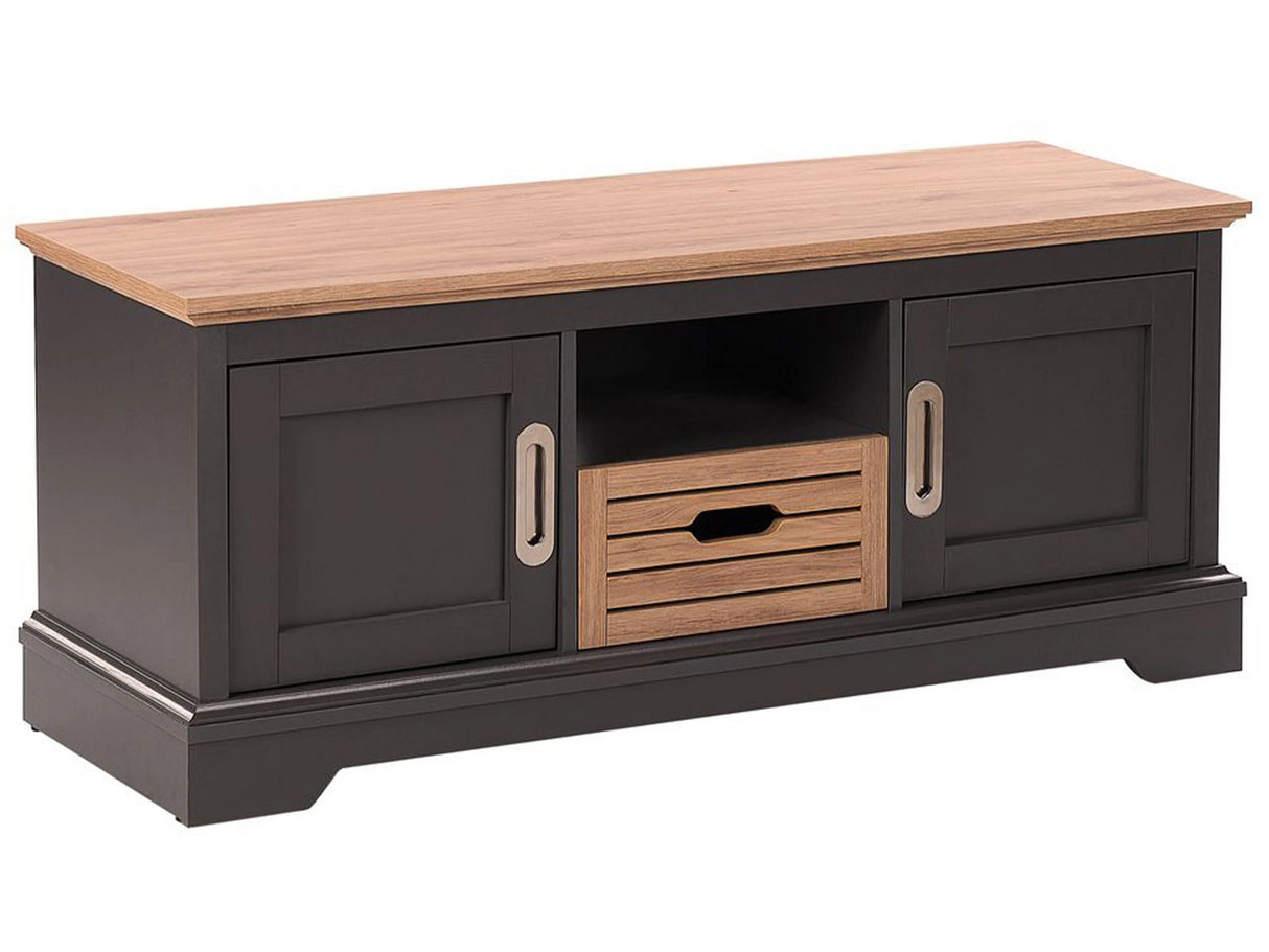 TV Stand Grey up to 52 TV Sideboard with 2 Cabinets and 1 Drawer Beliani