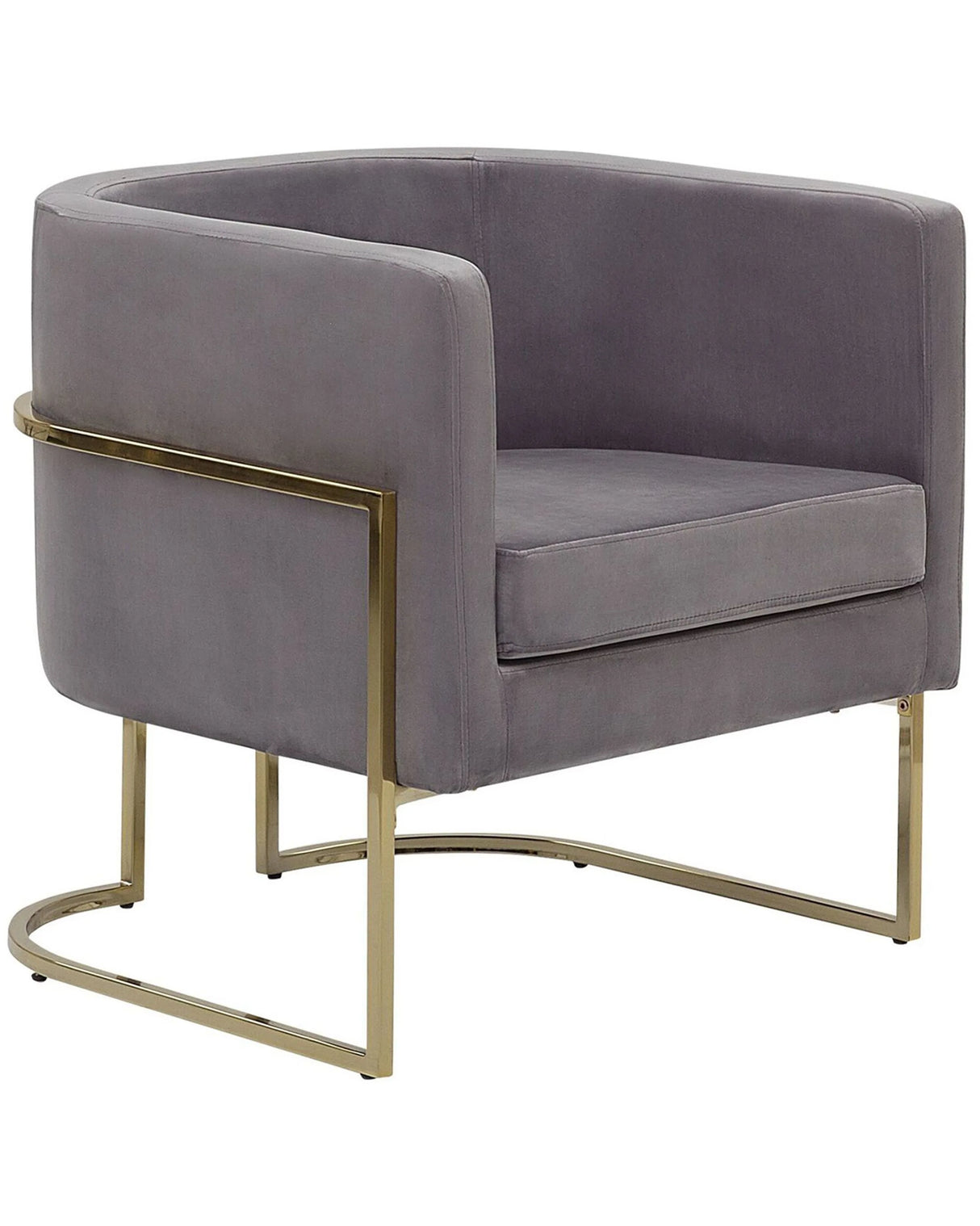 Armchair Grey Velvet Golden Metal Frame Round Back Glam Style Beliani