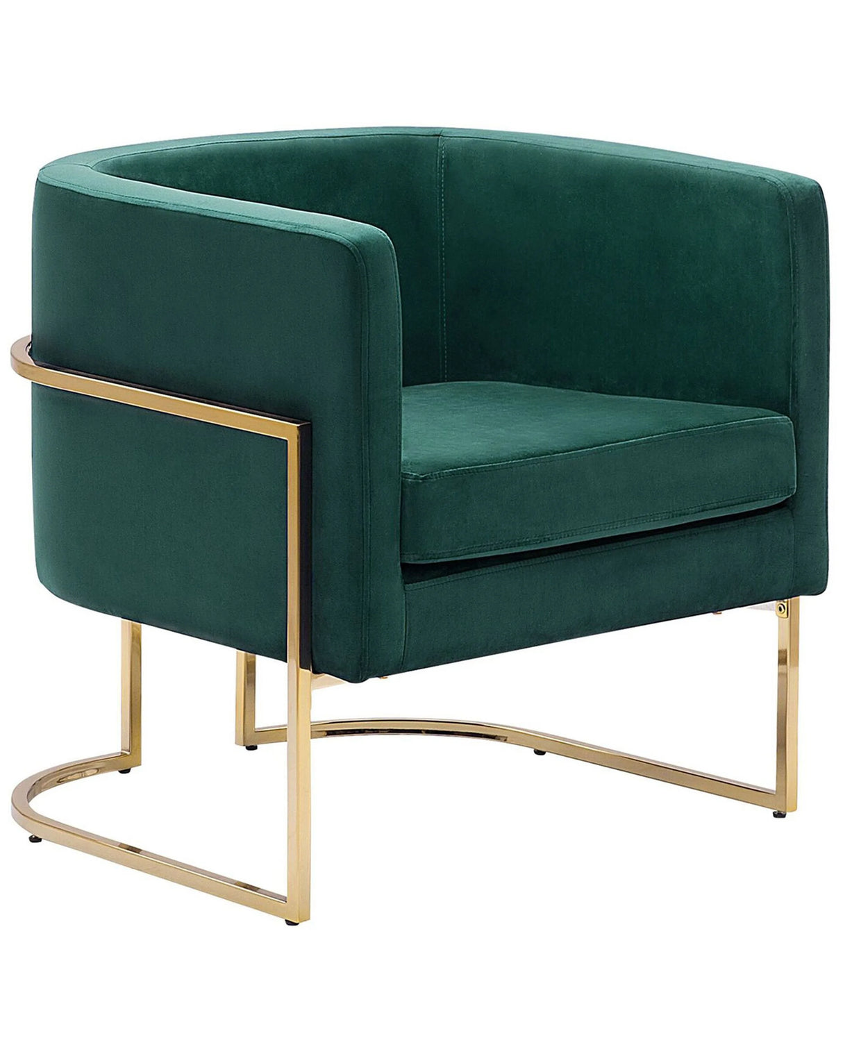 Armchair Dark Green Velvet Golden Metal Frame Round Back Glam Style Beliani