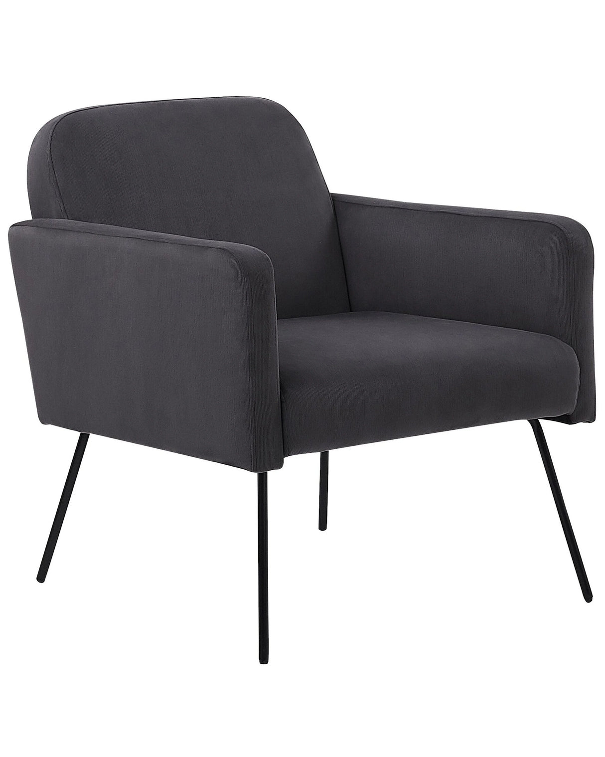 Armchair Grey Velvet Slender Black Metal Legs Modern Retro Living Room Beliani