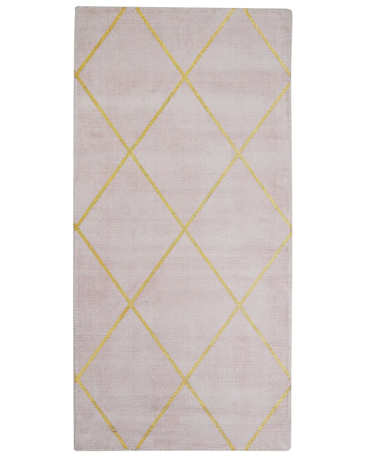 Area Rug Pink Gold Pattern 80 x 150 cm Viscose Geometric Living Room Bedroom Beliani