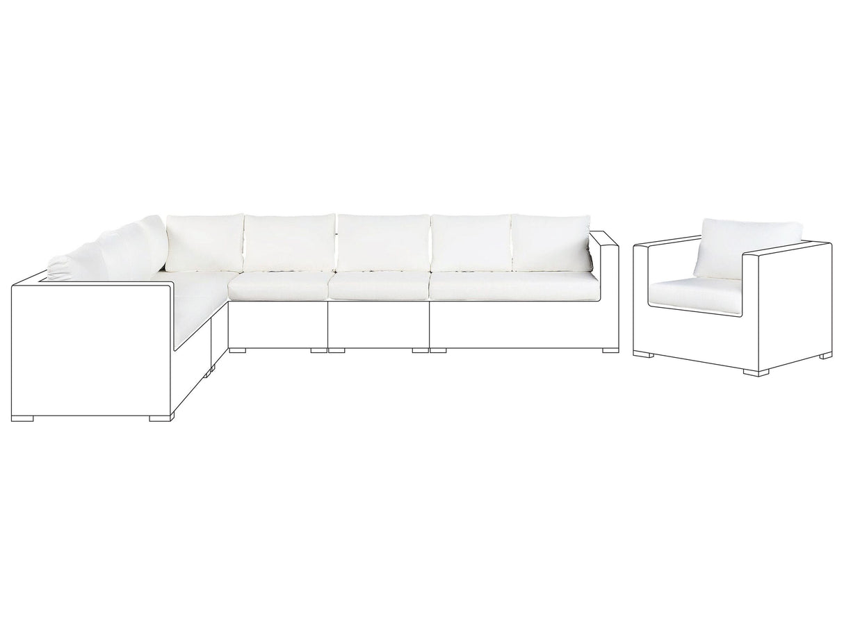 Cushion Covers Set for Garden Set Off-White Polyester Fabric Seat and Back Cushion Cases Beliani