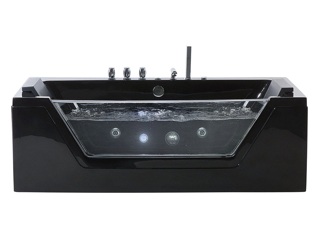 Massage Points Bath Black Silver with LED Sanitary Acrylic and Glass Single 150 x 71 cm Beliani