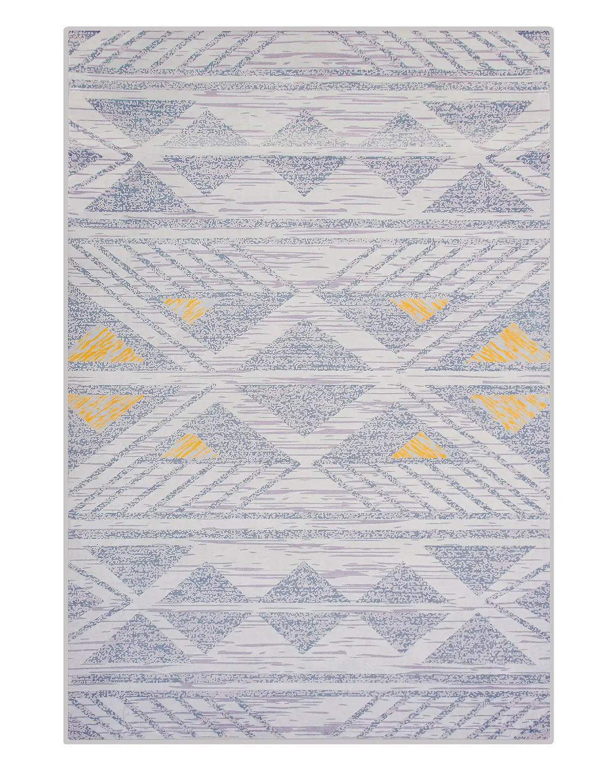 Rug Grey with Yellow Polyester 140 x 200 cm Low Pile Geometric Pattern Beliani