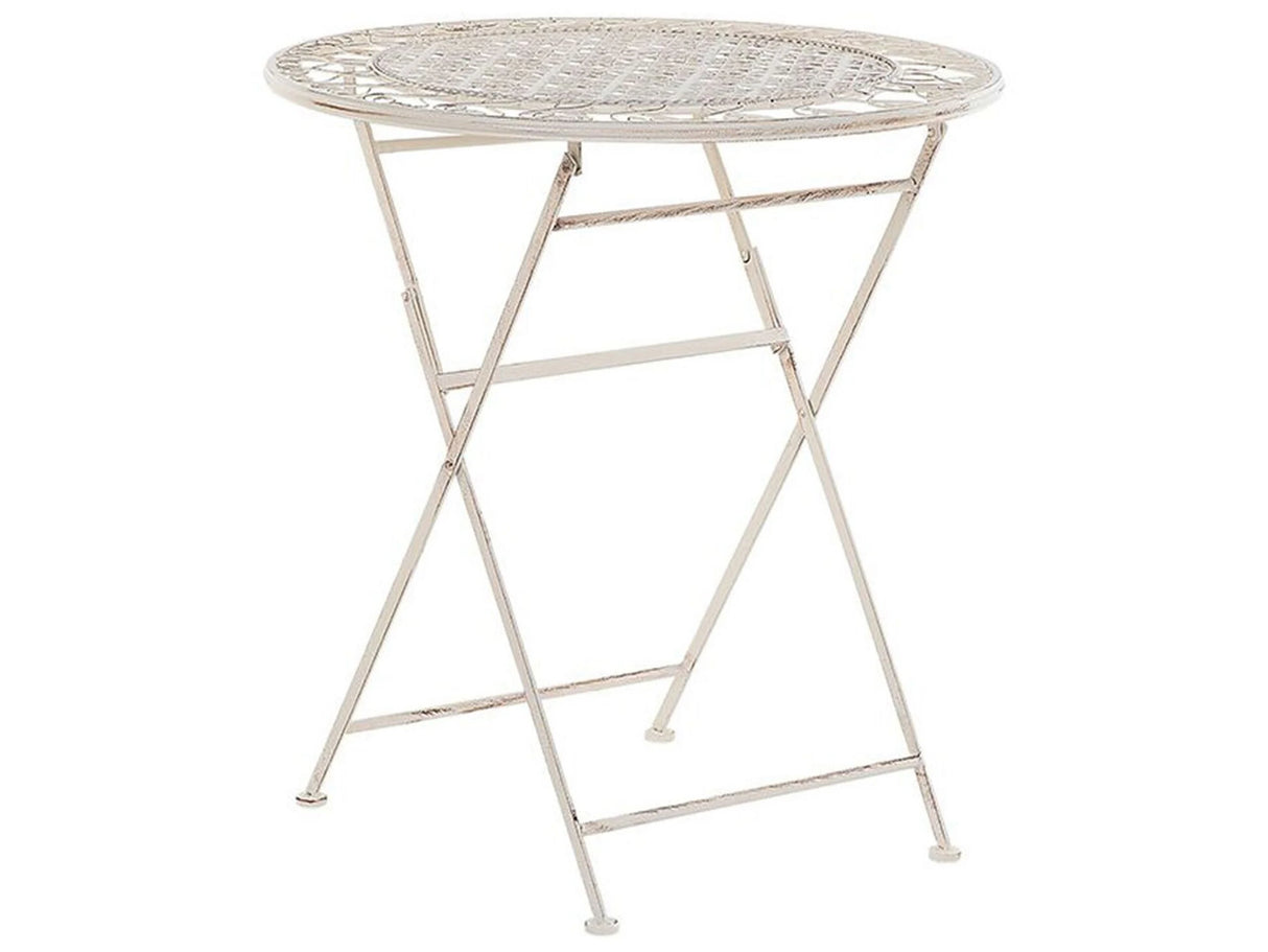 Garden Bistro Table Beige Metal Round Shabby Chic French Beliani