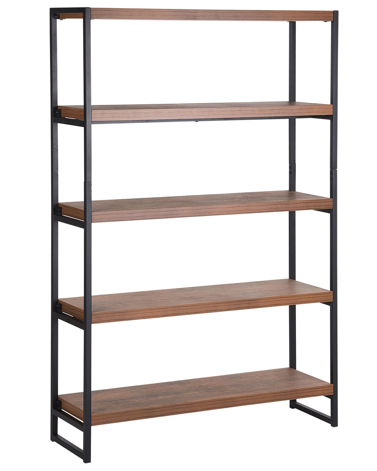 Bookcase Dark Wood and Black 155 x 100 cm Metal Frame Industrial Beliani