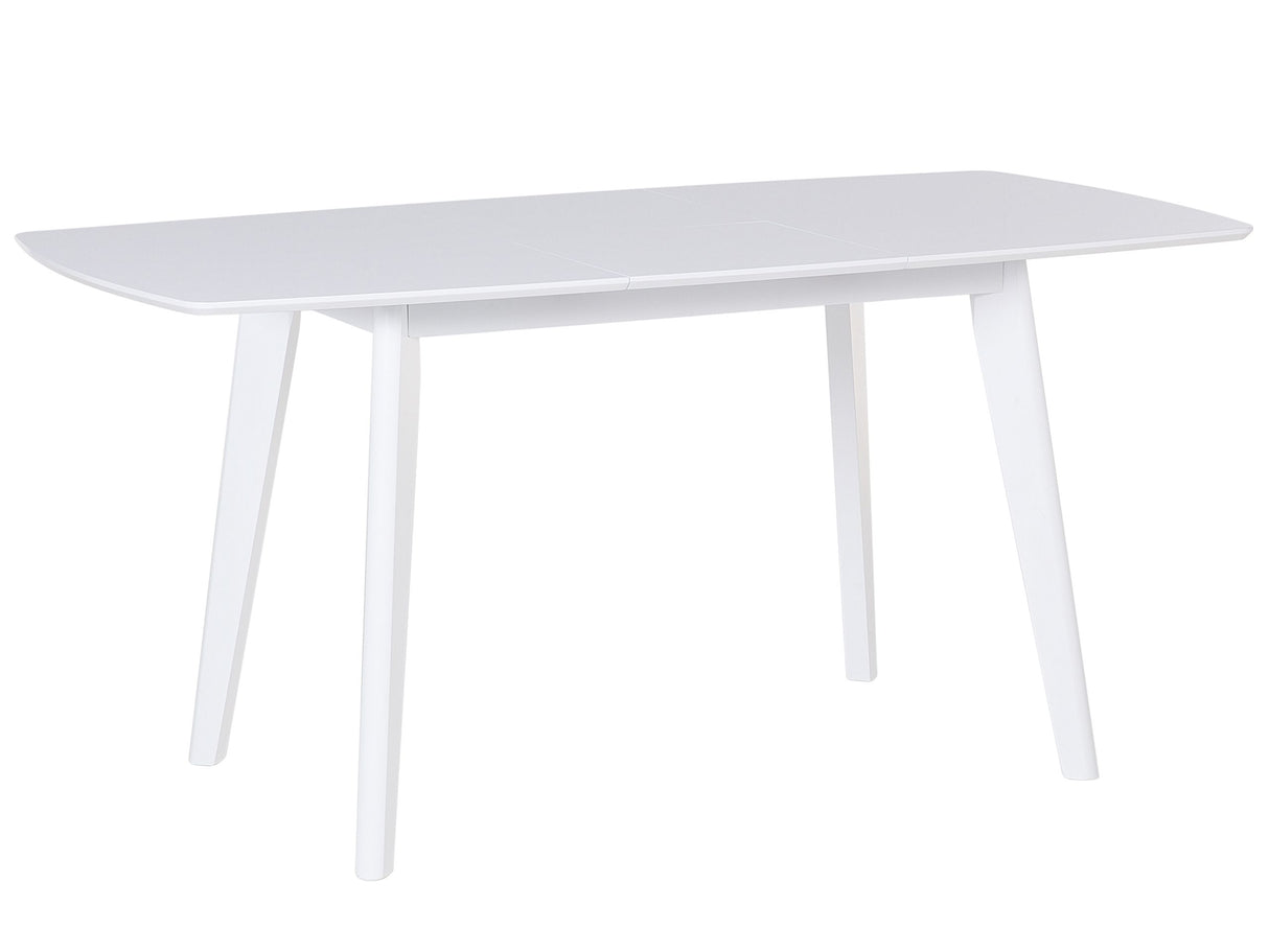 Dining Table White Wooden Legs 120/160 x 80 cm Rectangular Scandinavian Style Beliani