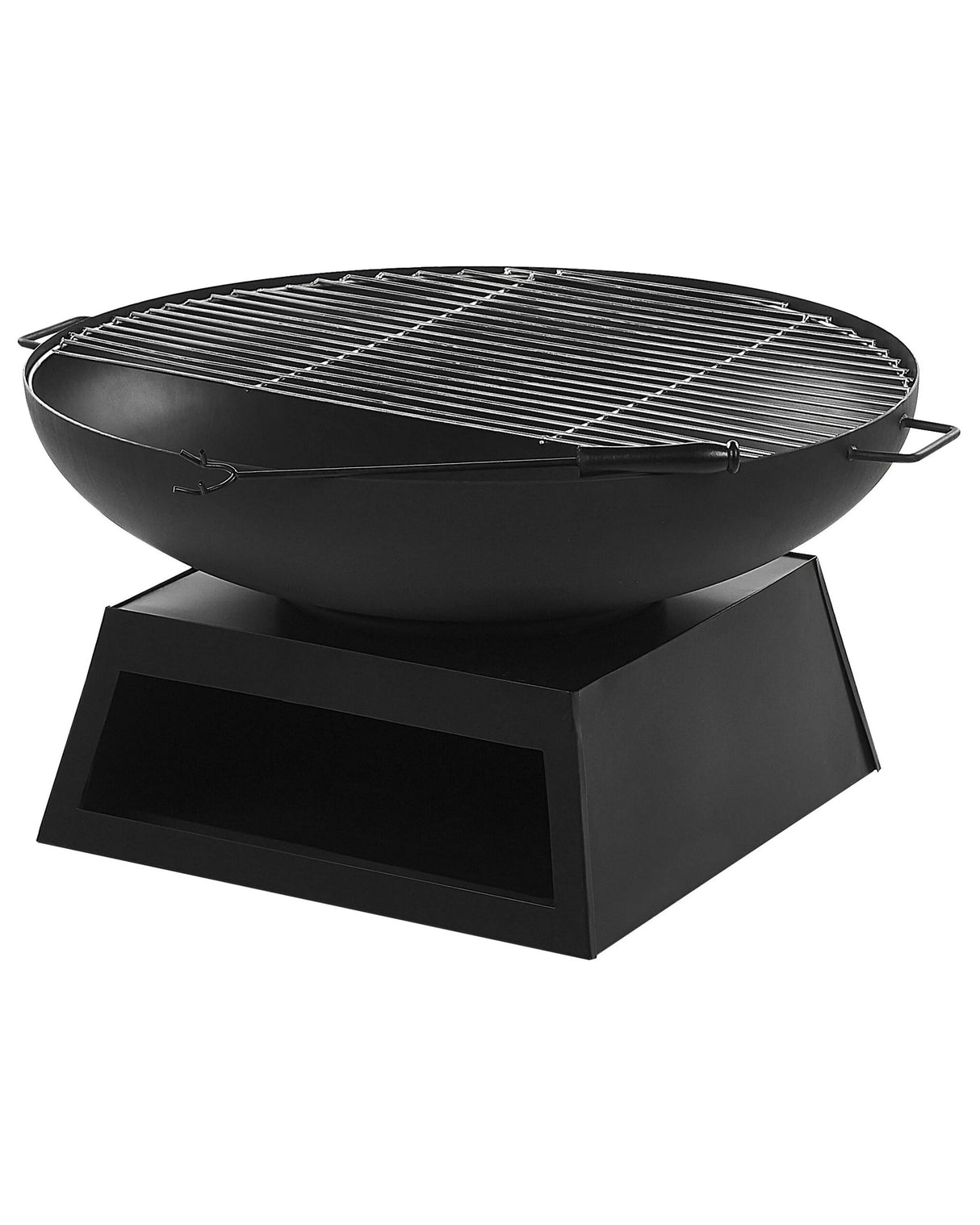 Outdoor Fire Pit Black Steel Base Round Top for Charcoal Garden BBQ Beliani