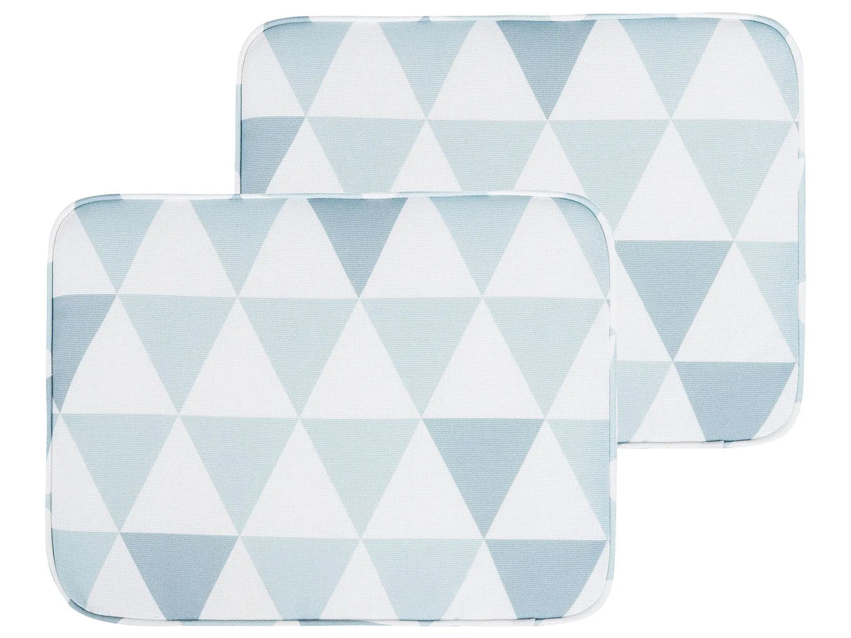 Set of 2 Outdoor Seat Cushions Blue Geometric Pattern String Tied UV Resistant Set Pad Beliani