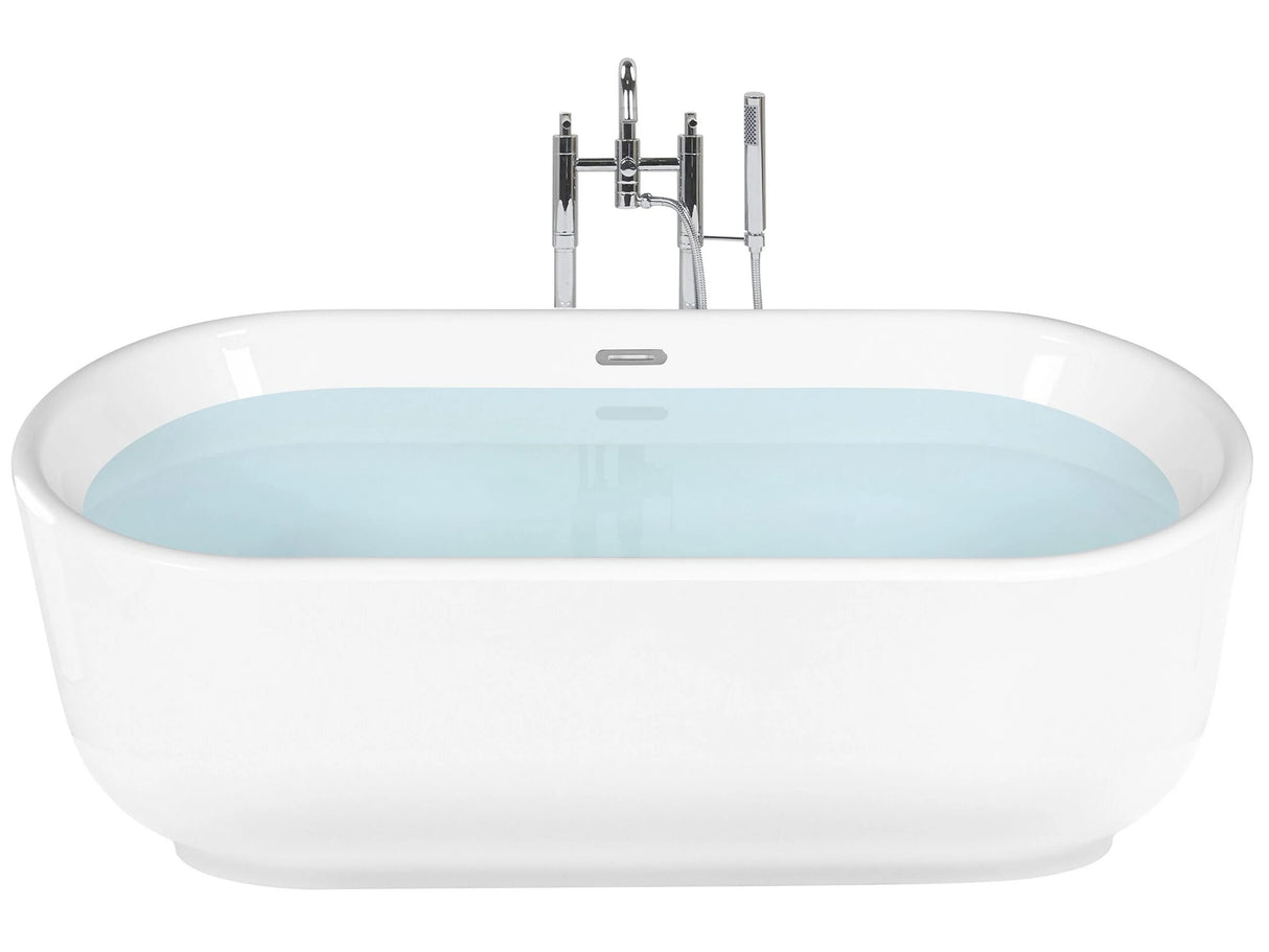 Freestanding Bath Glossy White Sanitary Acrylic Single Oval Modern Minimalist Design Beliani