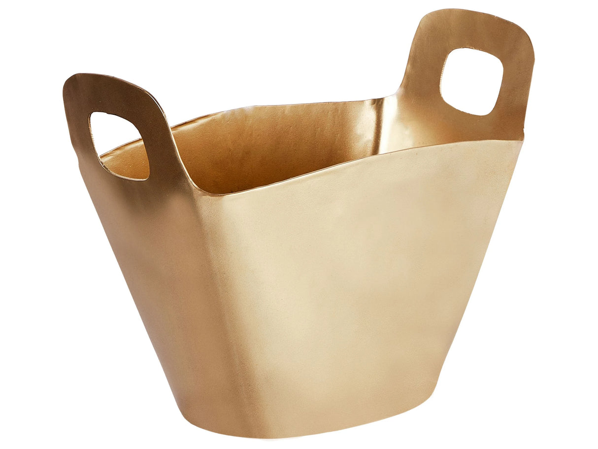 Ice Bucket Gold Metal with Handles Modern Champagne Cooler Glamour Home Accessory Beliani