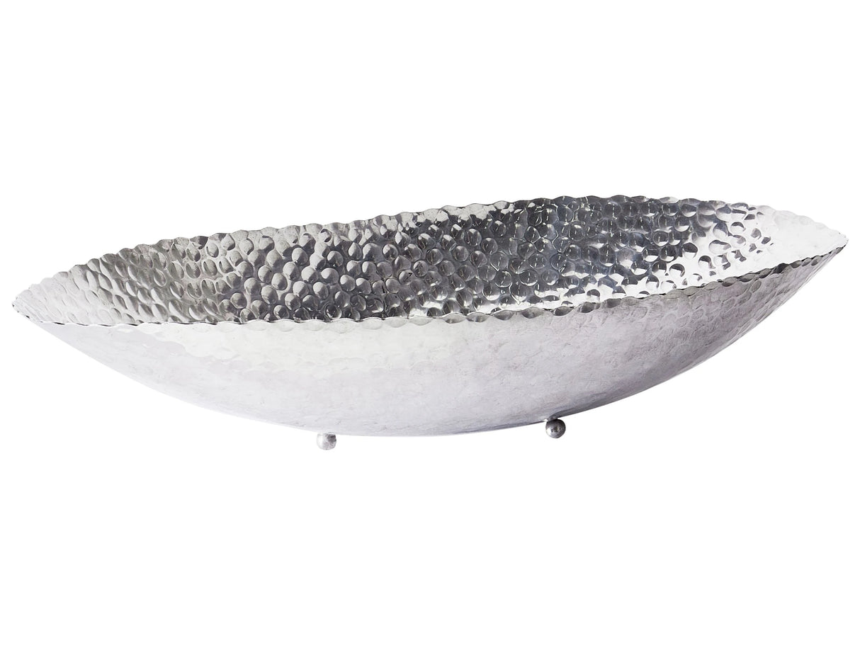 Decorative Leaf Platter Silver Metal 78 cm Oval Plate Modern Living Room Glamour Decor Piece Beliani