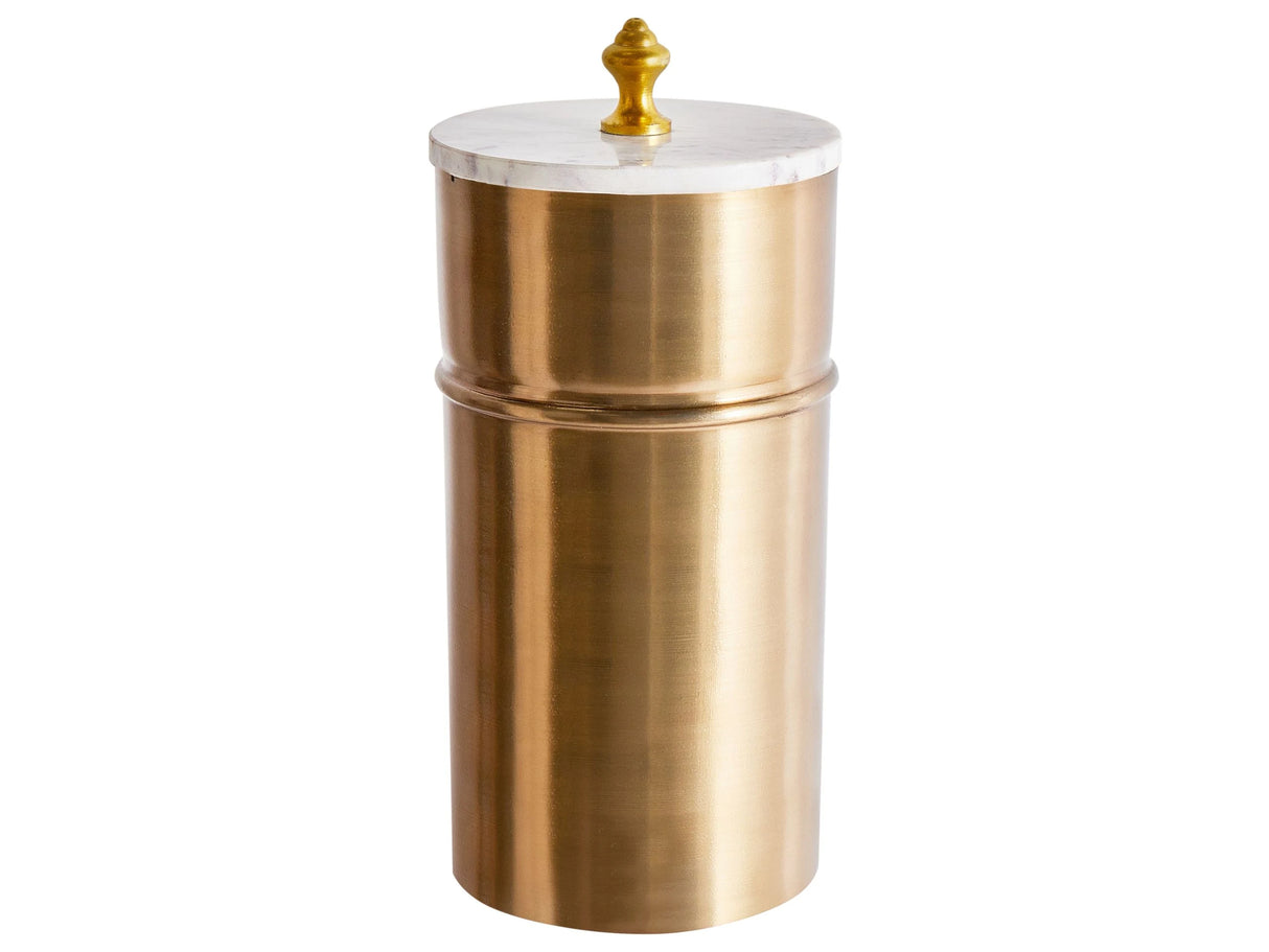 Decorative Container Gold Metal Stone White Lid Round Storage Glamour Beliani