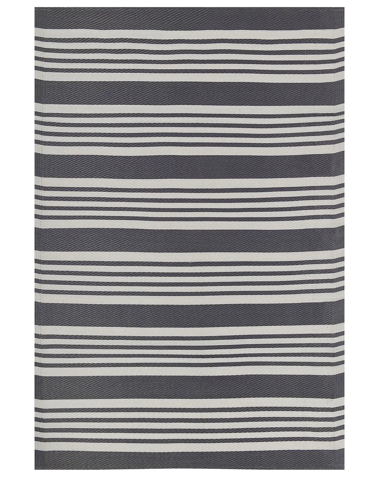Outdoor Rug Mat Black and Light Grey Synthetic 120 x 180 cm Striped Pattern Modern Beliani