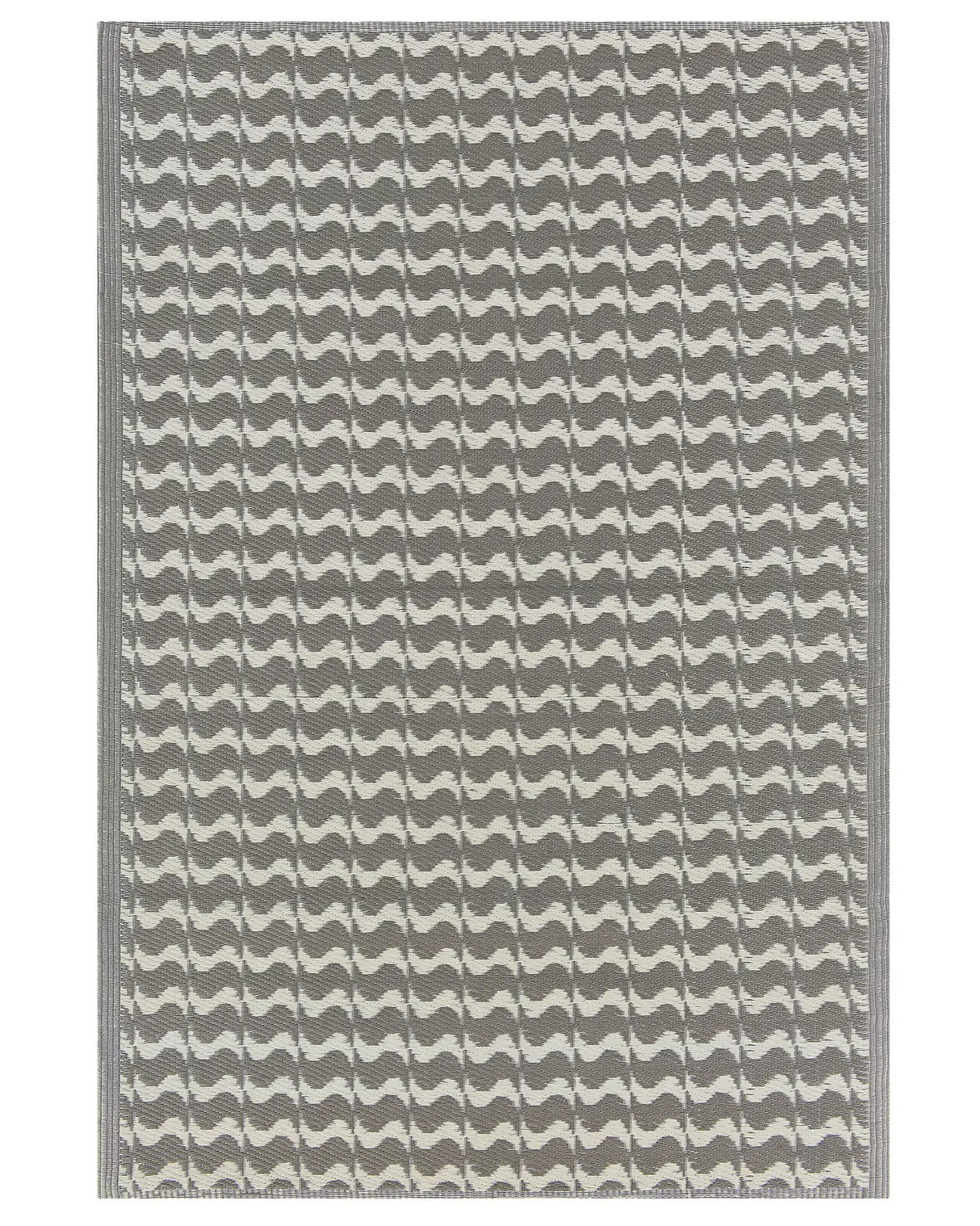 Outdoor Area Rug Grey Synthetic Materials Rectangular 120 x 180 cm Geometric Wavy Pattern Balcony Accessories Beliani