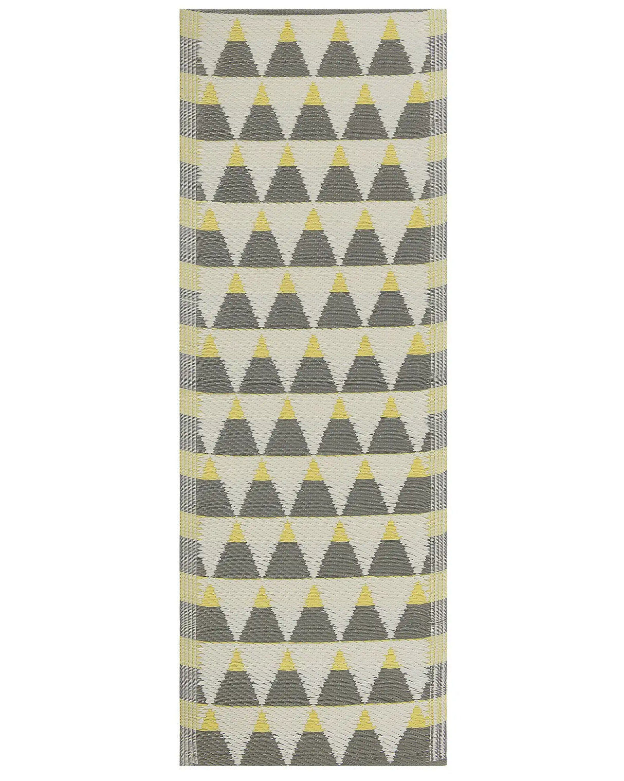 Outdoor Area Rug Grey and Yellow Synthetic Materials Rectangular 60 x 105 cm Triangle Pattern Balcony Accessories Beliani