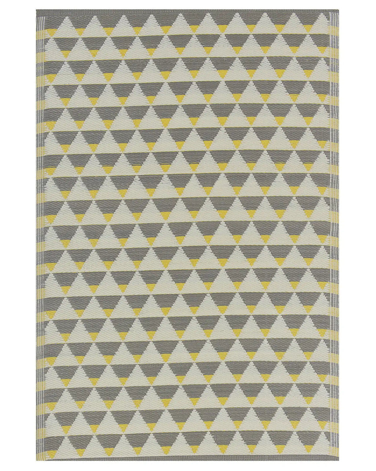 Outdoor Area Rug Grey and Yellow Synthetic Materials Rectangular 120 x 180 cm Triangle Pattern Balcony Accessories Beliani