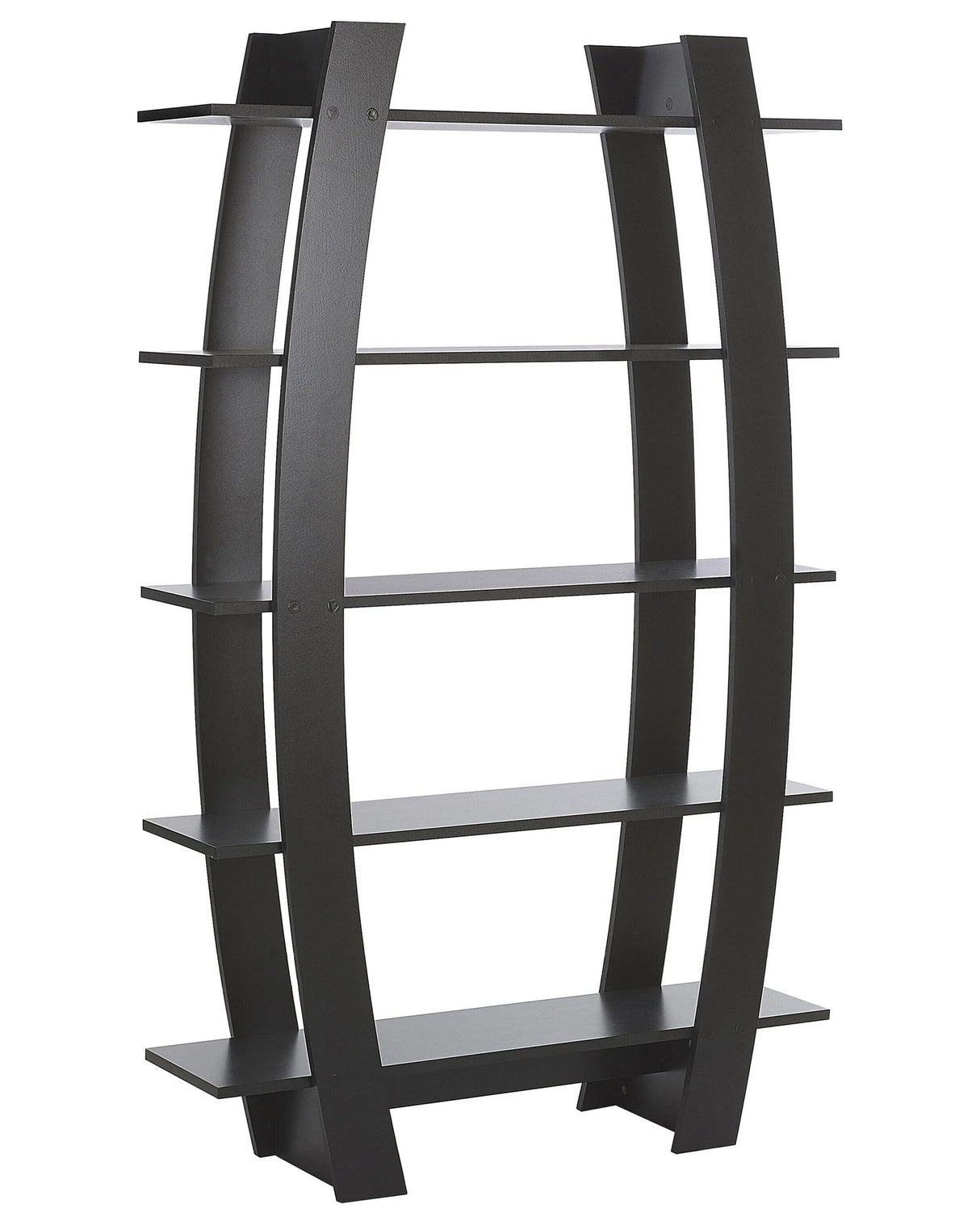 Bookshelf Black Particle Board 5 Tiers Open Shelves Bookcase Living Room Storage Furniture Beliani