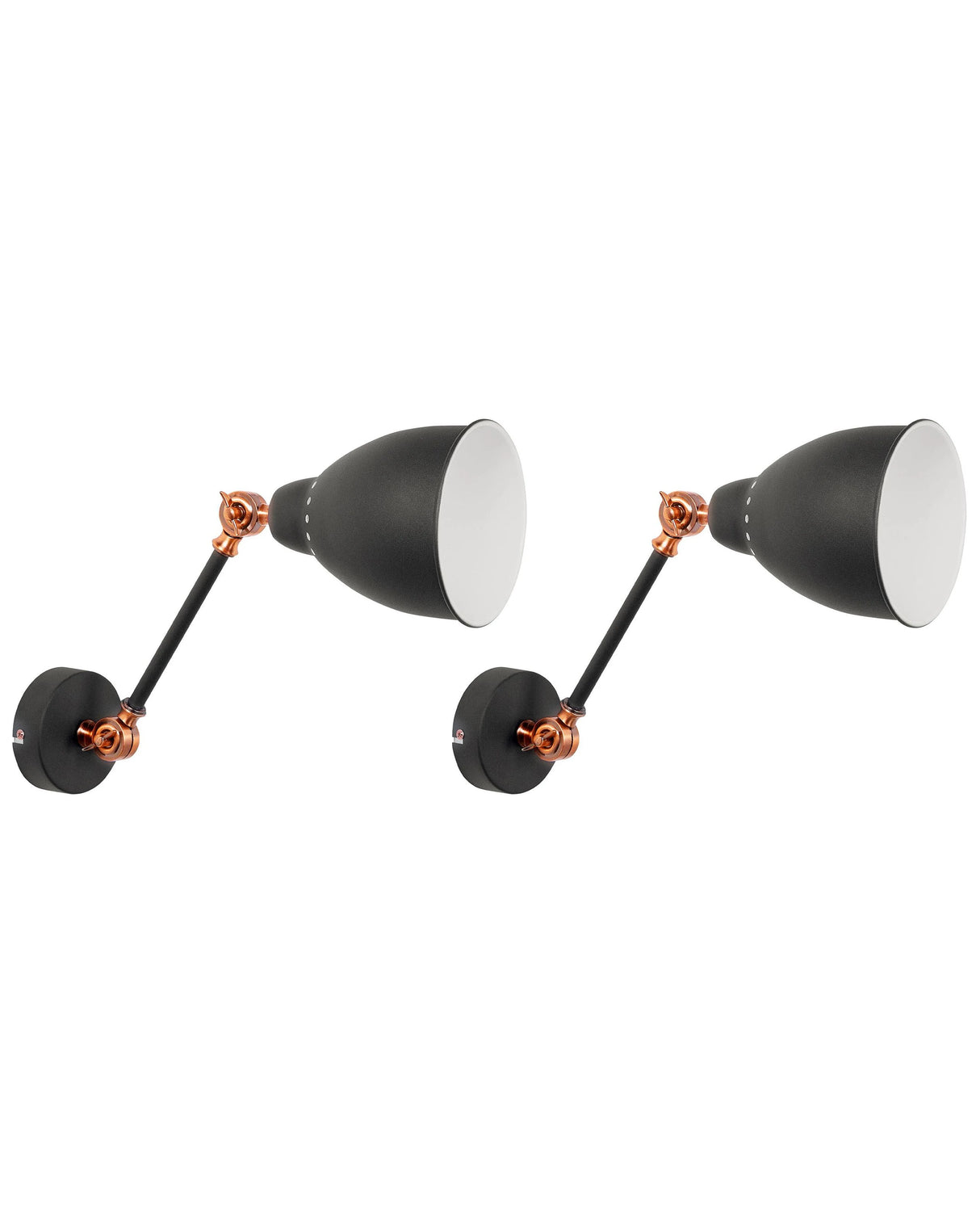 Set of 2 Wall Spot Lamps Graphite Grey Metal Swing Arm Small Reading Light Modern Design Beliani