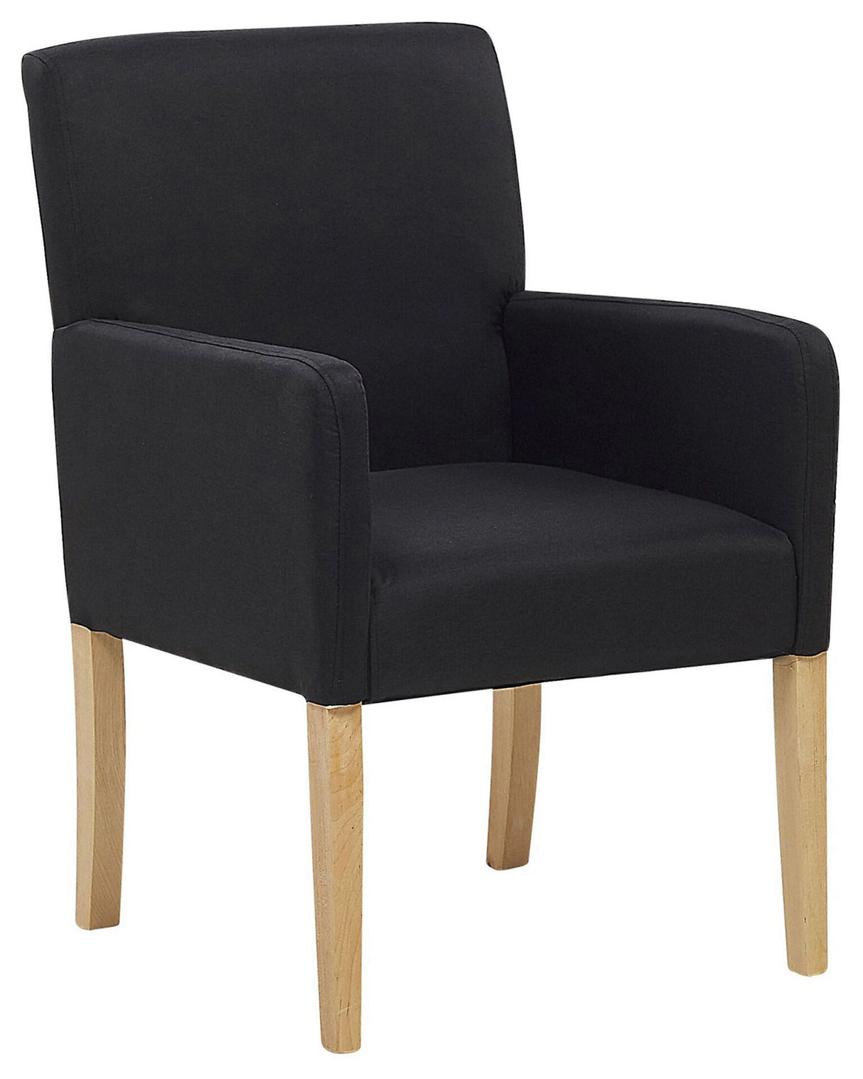 Dining Chair Black Fabric Upholstery Wooden Legs Elegant Seat with Arms Beliani