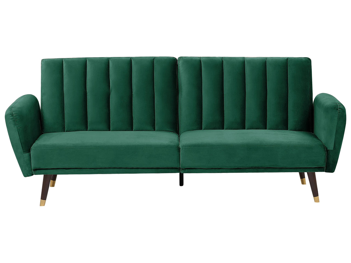 Sofa Bed Green Sleeper Convertible Velvet Upholstery Elegant Glam Modern Living Room Bedroom Beliani