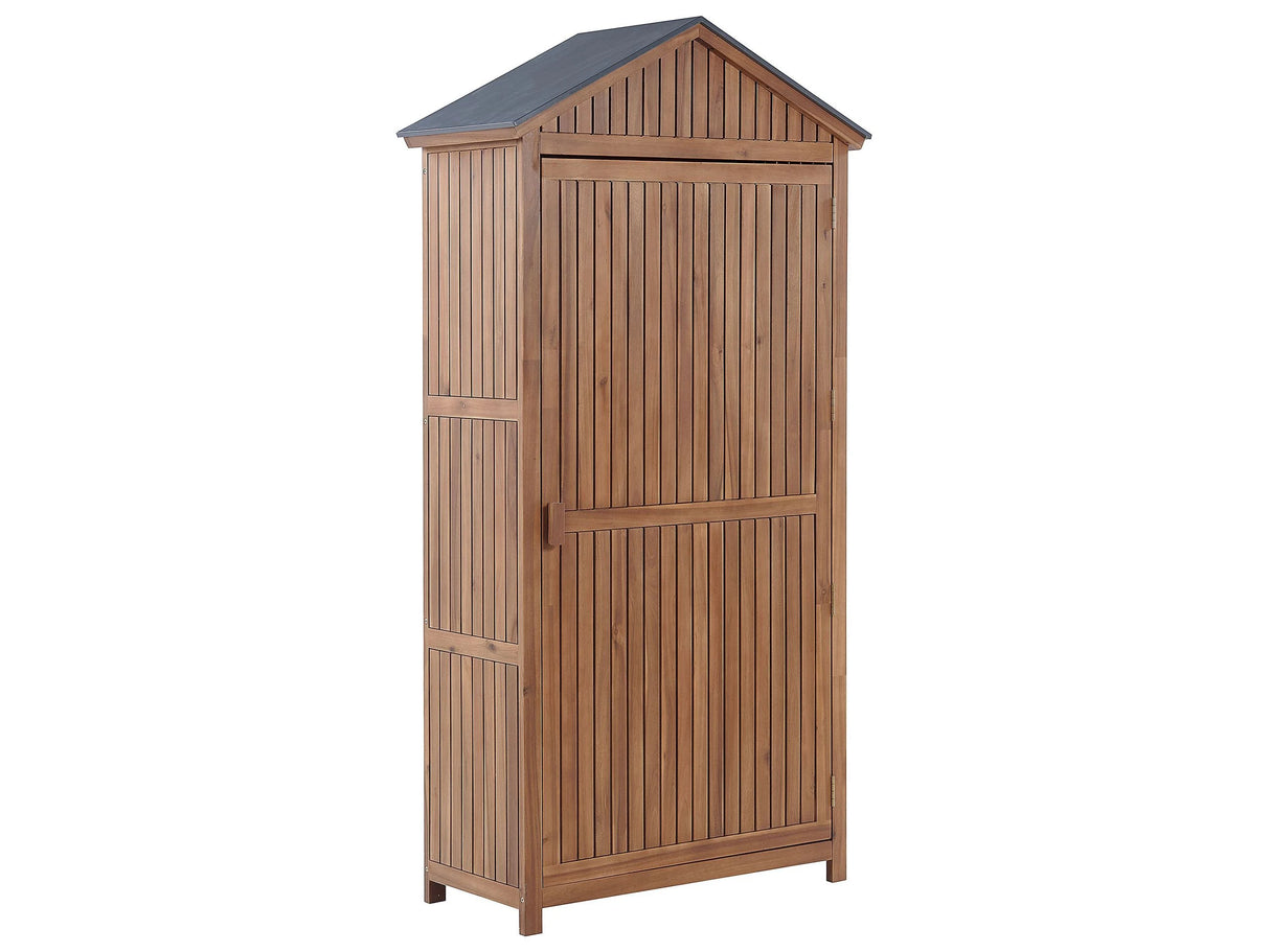 Garden Storage Cabinet Acacia Wood 200 x 100 cm Outdoor Tool Shed with Shelves Beliani