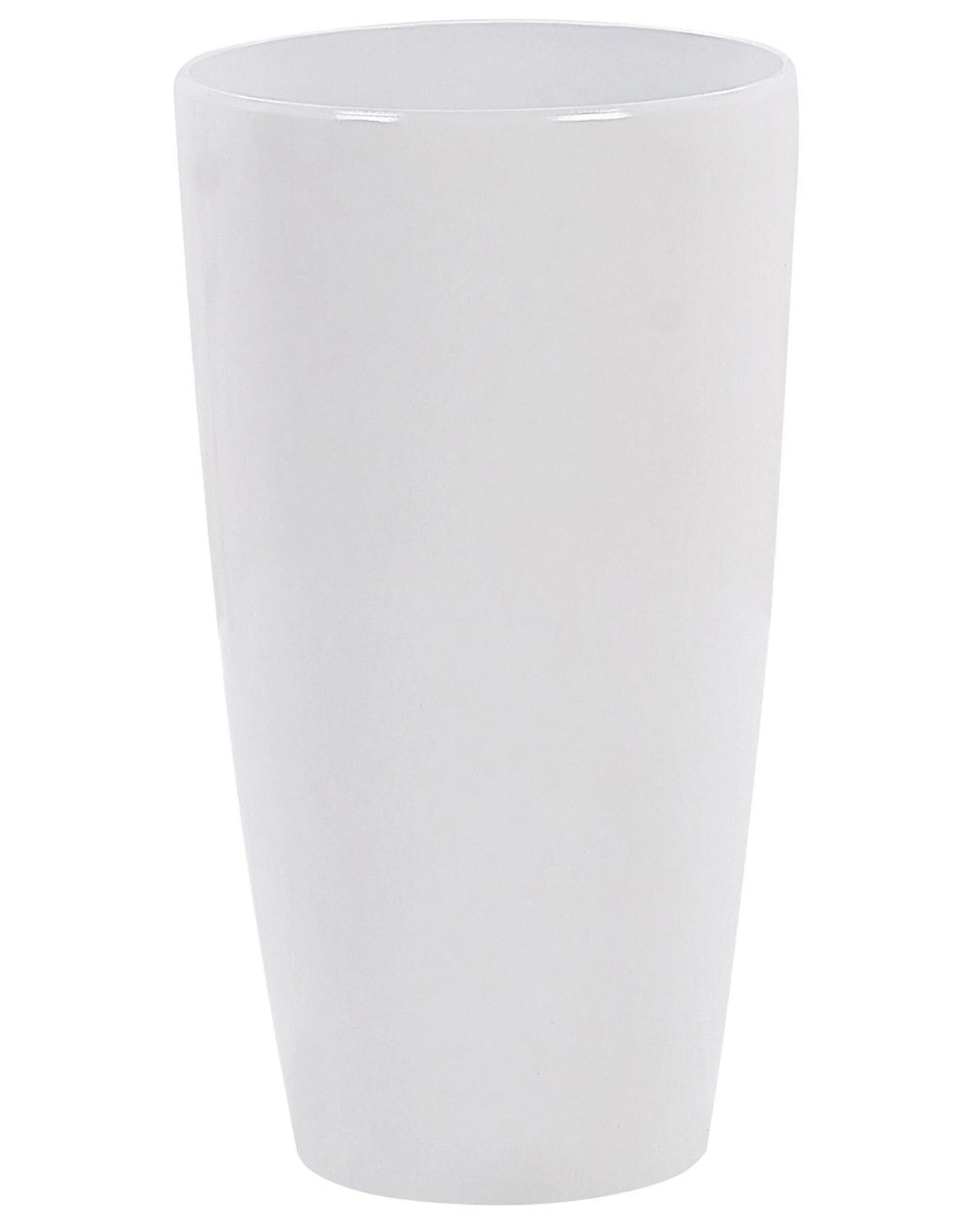 Indoor Outdoor Plant Flower Pot White Stone Mixture High Gloss Round Tall 32 cm Modern Design Beliani