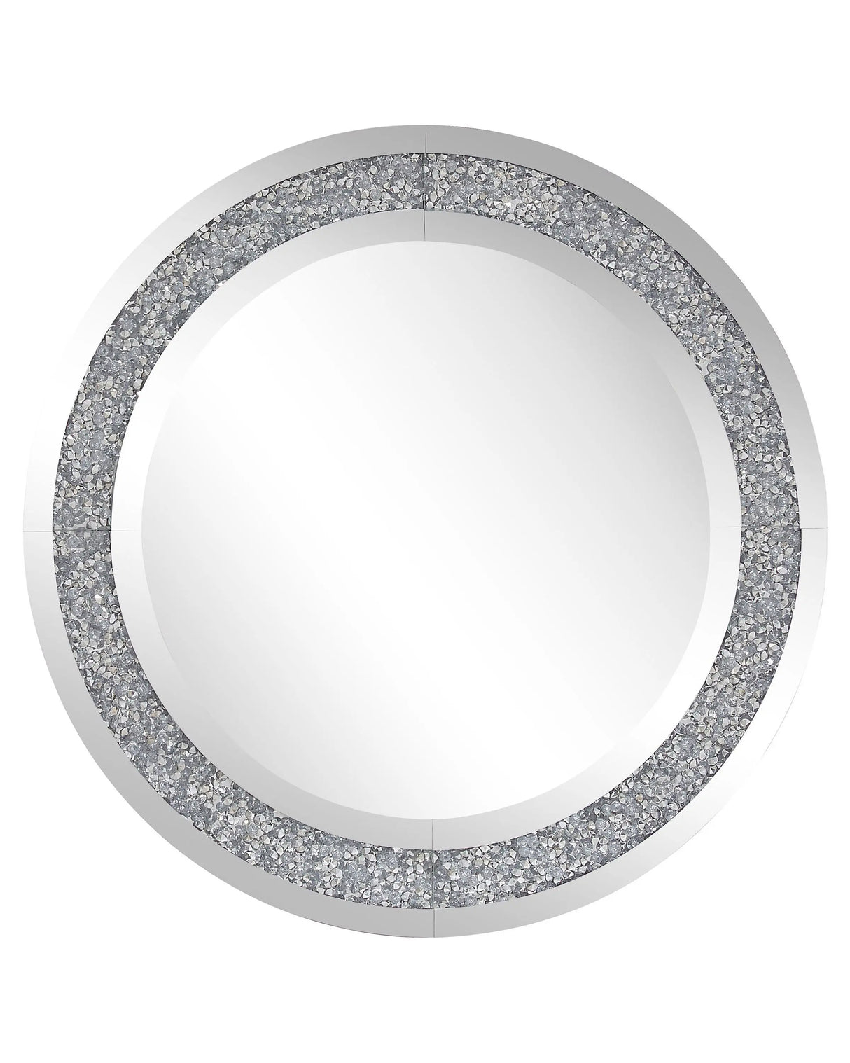 Wall Mounted Hanging Mirror Silver Round 70 cm Modern Glamour Living Room Bedroom Decoration Beliani