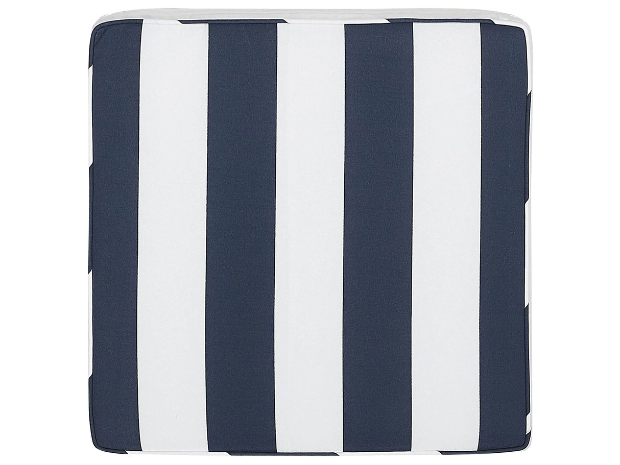Seat Pad Cushion for Garden Chair Navy Blue and White Water Resistant Fabric with Ties Removable Cover Beliani