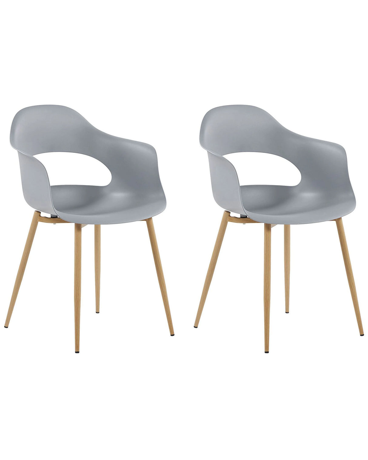 Set of 2 Dining Chairs Grey Synthetic Material Sleek Legs Decorative Beliani