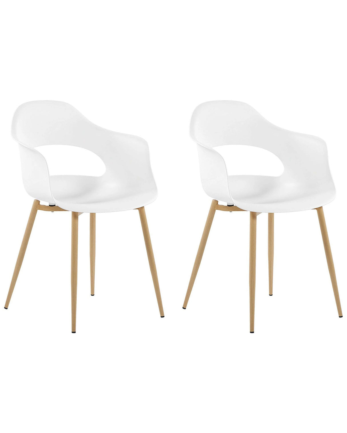 Set of 2 Dining Chairs White Synthetic Material Sleek Legs Decorative Beliani
