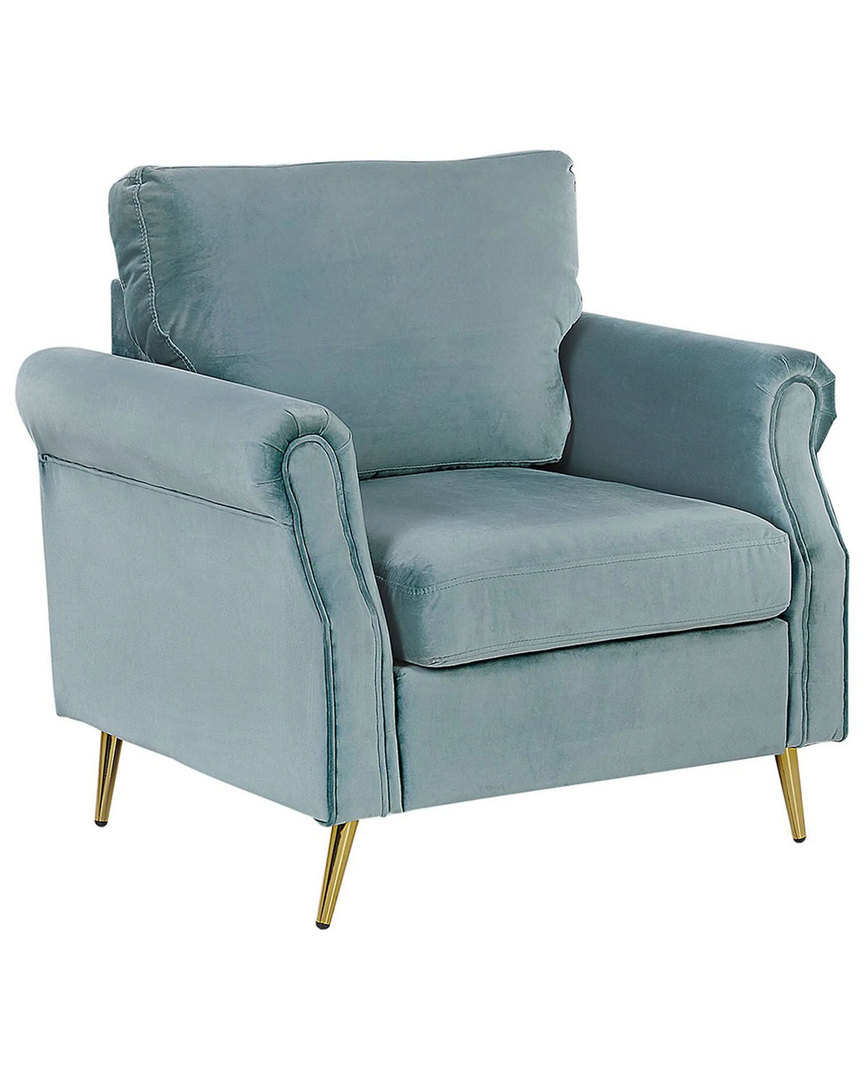 Armchair Mint Green Velvet Fabric Upholstery Gold Metal Legs Removable Seat and Back Cushions Retro Glam Style Beliani