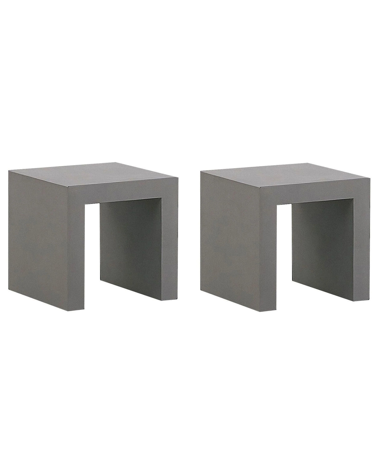 Set of 2 Garden Stools Grey Concrete Garden Modern Industrial Beliani