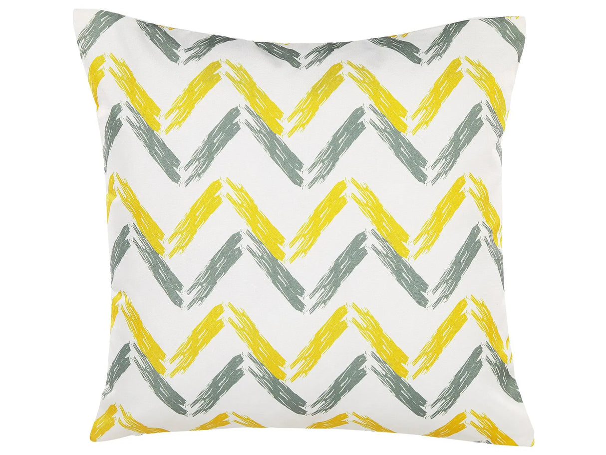 Garden Cushion Yellow and Grey Multicolour Polyester Chevron Pattern 45 x 45 cm Modern Outdoor Decoration Water Resistant Beliani