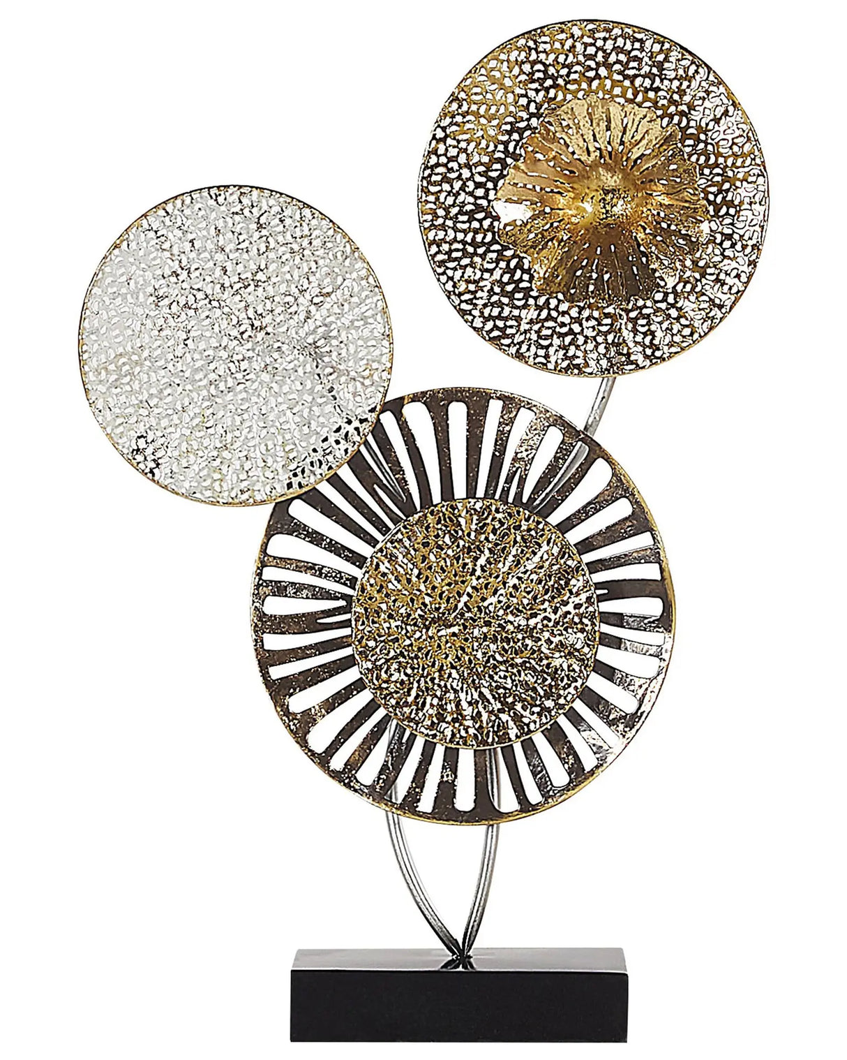 Ornament Gold and Silver Metal 44 cm Decorative Object Accent Piece Circles Modern Design Beliani