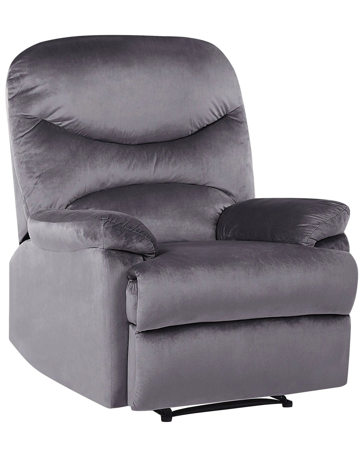 Recliner Chair Grey Velvet Upholstery Push-Back Manually Adjustable Back and Footrest Retro Design Armchair Beliani
