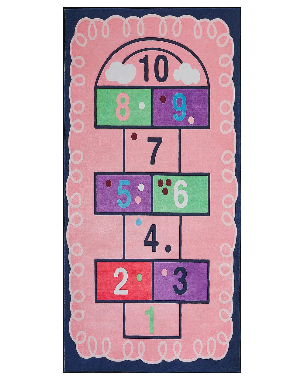 Area Rug Pink Hopscotch Print 80 x 150 cm Low Pile Runner for Children Beliani