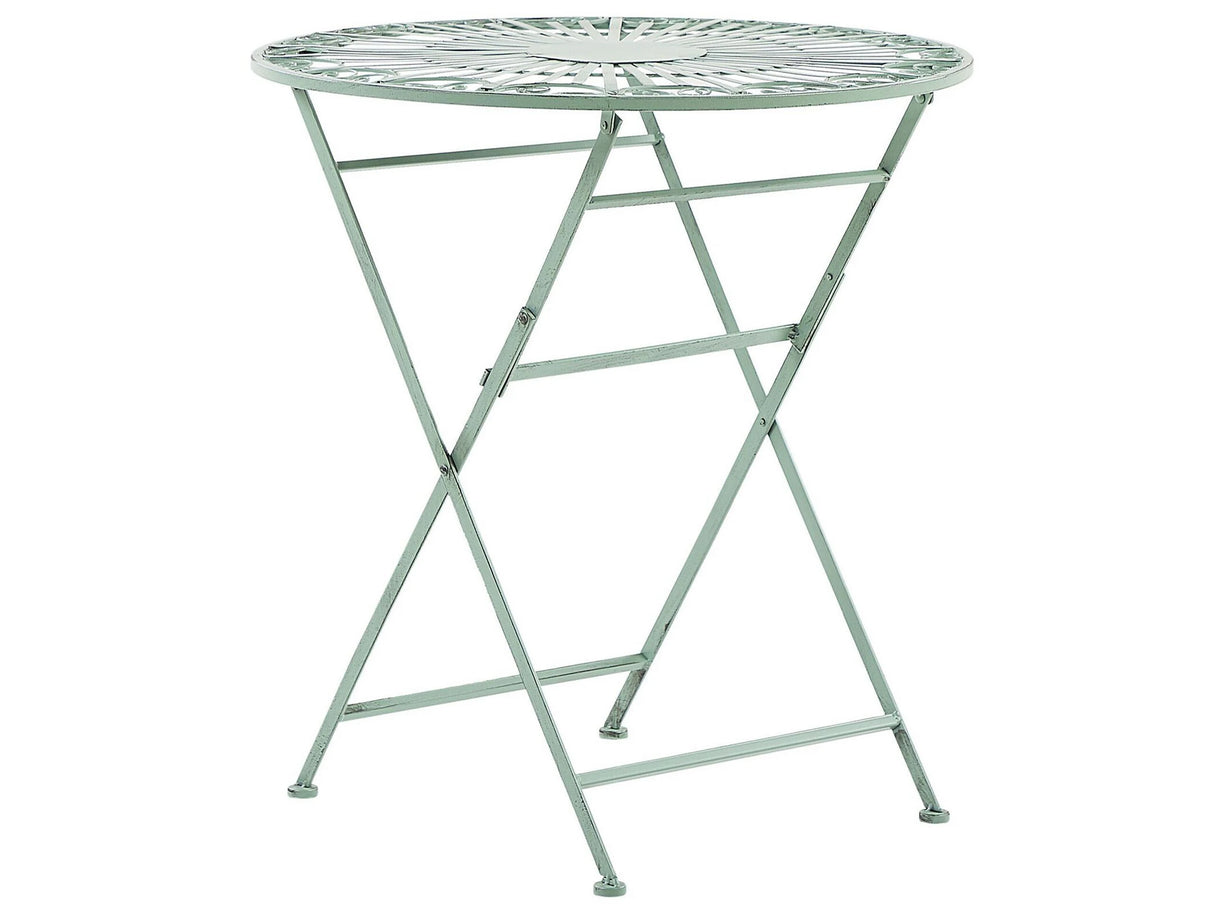 Outdoor Bistro Table Green Metal Folding Vintage Ornaments Beliani