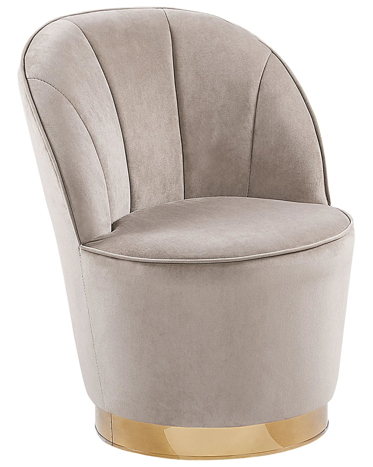 Armchair Light Beige Velvet Gold Metal Base Round Accent Tub Chair Glam Retro Living Room Beliani