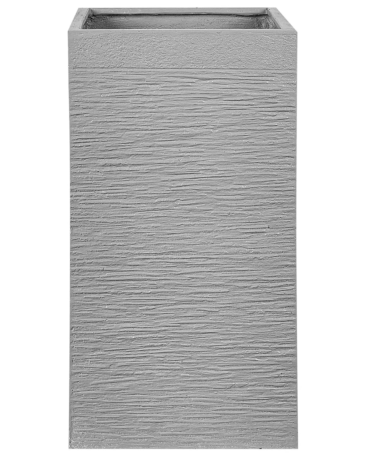Plant Pot Grey Fibre Clay Tall Flower Planters Square Indoor Outdoor Garden Accessories Beliani