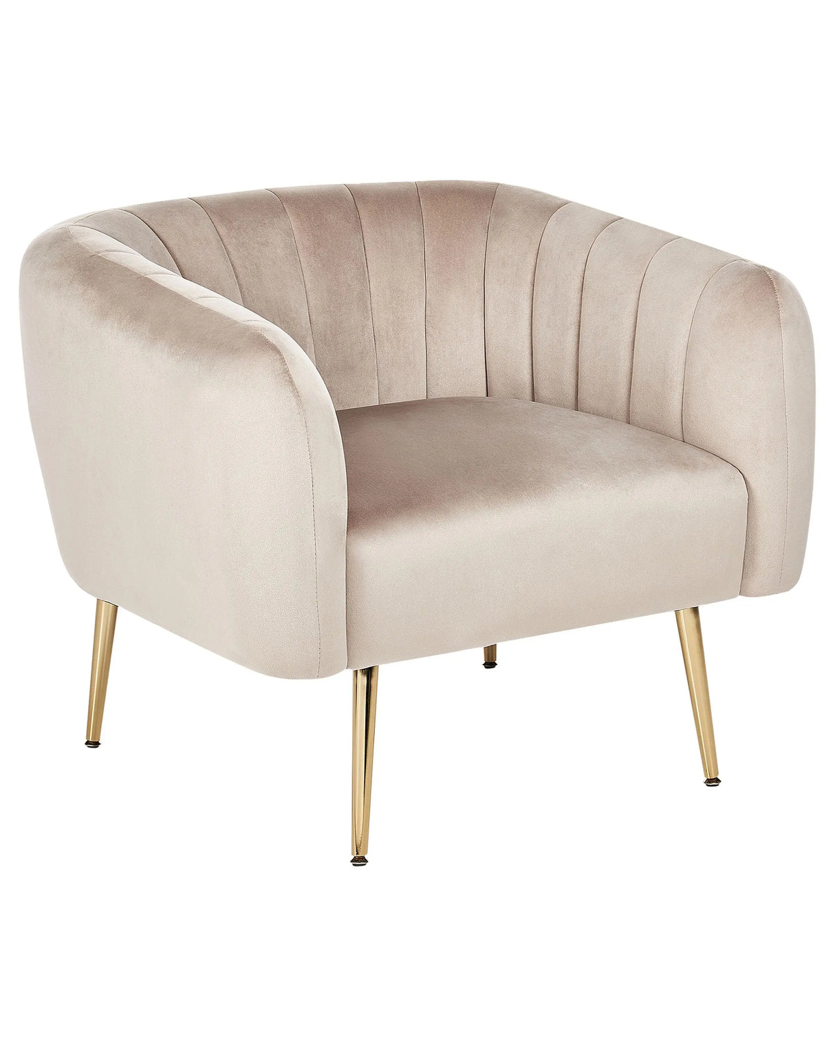 Armchair Taupe Velvet Golden Metal Frame Round Back Glam Style Beliani