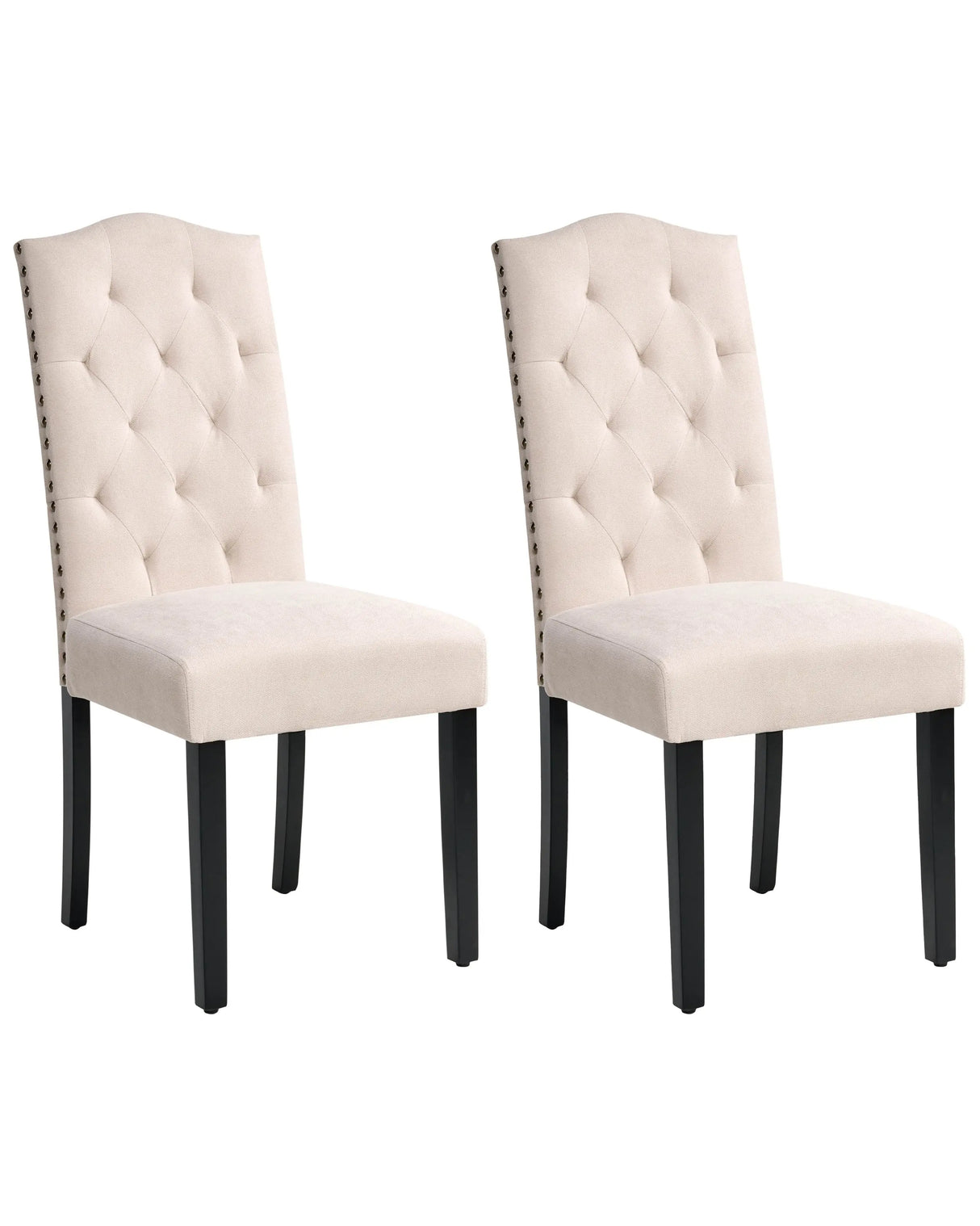 Set of 2 Dining Chairs Light Beige Velvet Fabric Modern Retro Design Black Wooden Legs Beliani