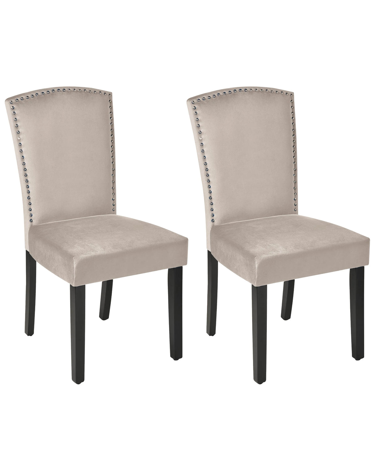 Set of 2 Dining Chairs Grey Velvet High Back Retro Design Silver Nailhead Trim Beliani