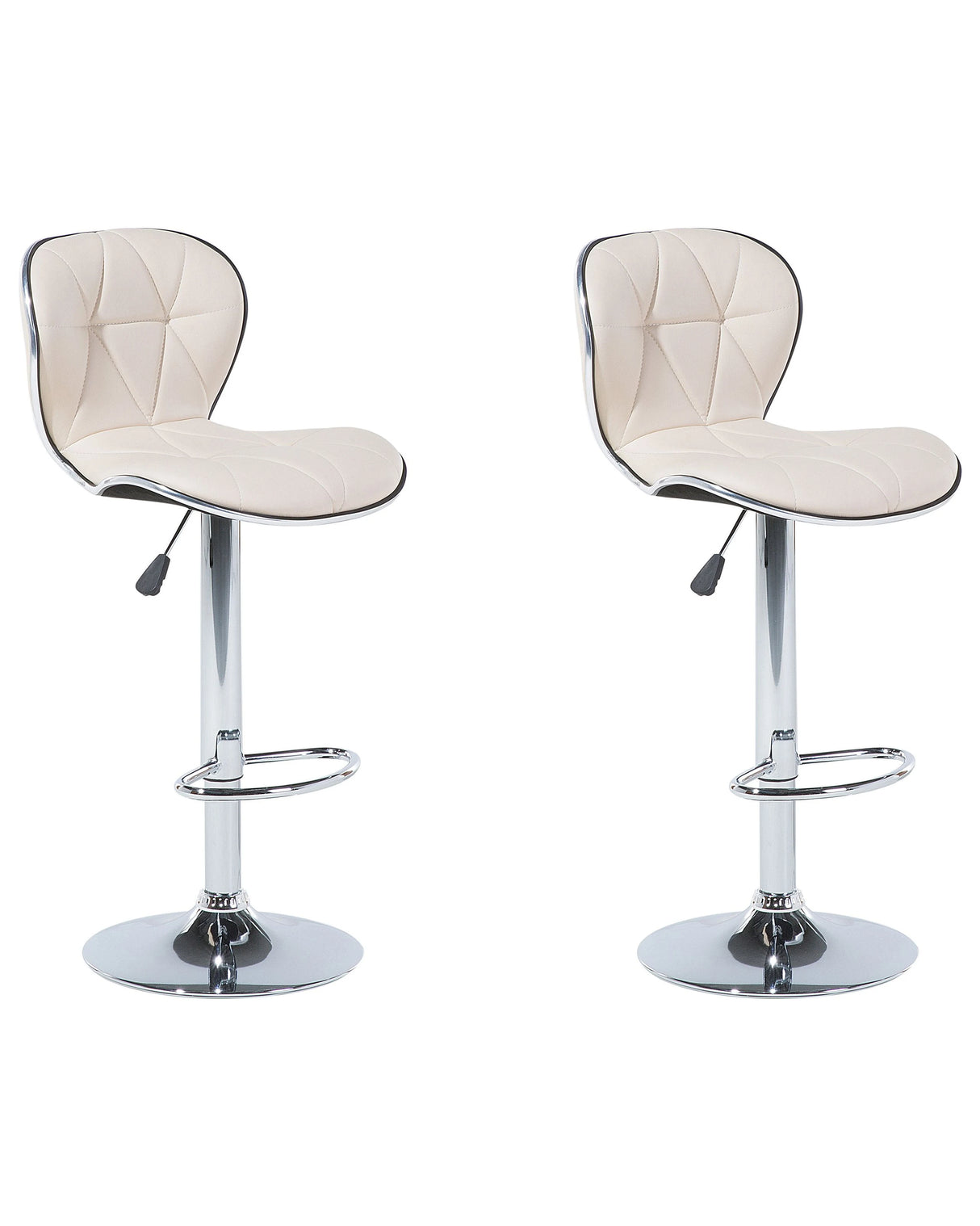 Set of 2 Bar Stool Beige Faux Leather Swivel Adjustable Height Modern Kitchen Bar Chair Beliani