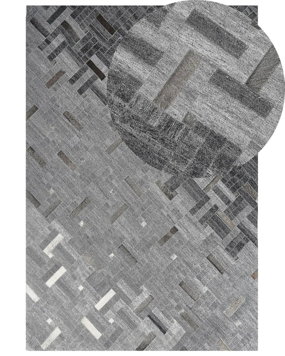 Area Rug Grey 140 x 200 cm Cowhide Leather Modern Beliani