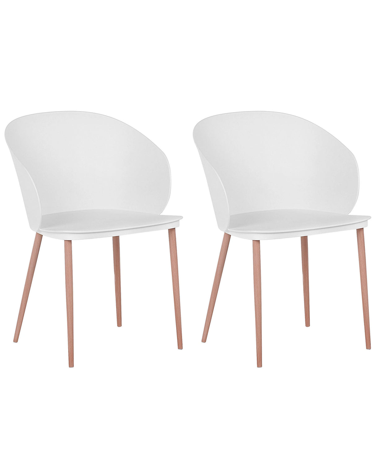 Set of 2 Dining Chairs White Synthetic Material Metal Legs Modern Living Room Beliani