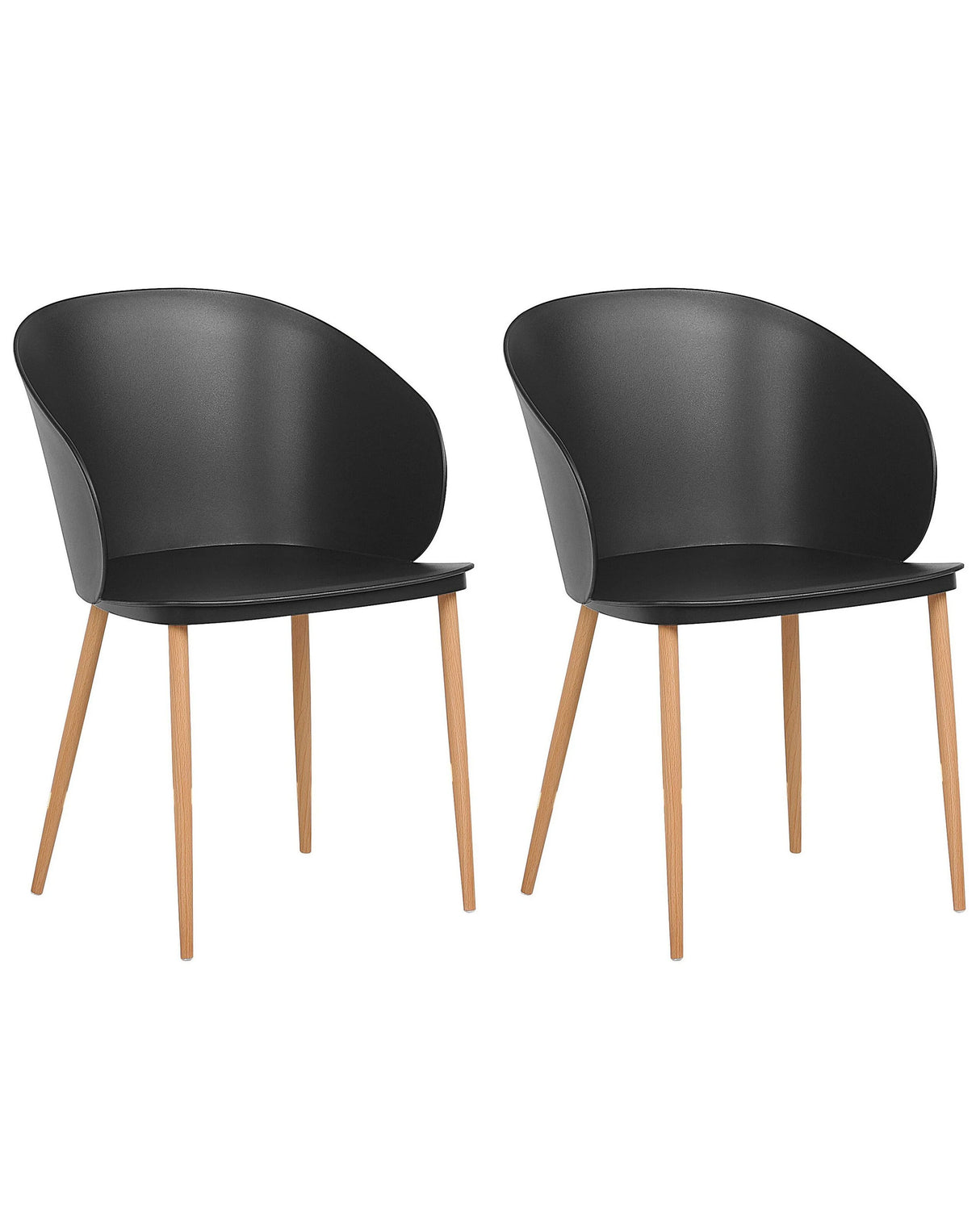 Set of 2 Dining Chairs Black Synthetic Material Metal Legs Modern Living Room Beliani